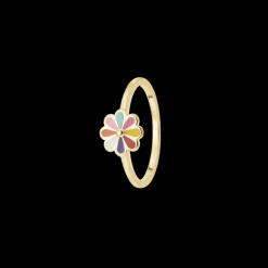 Aagaard - Forgyldt ring med farvefuld blomst til børn - 1800-k-g04