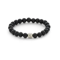Alexander Lynggaard - Armbånd med sort lava sten, 8mm - c00240