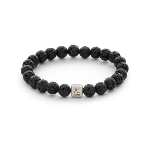 Alexander Lynggaard - Armbånd med sort lava sten, 8mm - c00240