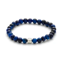 Alexander Lynggaard - Armbånd med blå tigerøje sten, 6mm - c00780