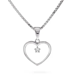Arne Nordlie - 14kt hvidguld hjerte med diamant - 52686