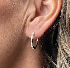 Blomster Jewellery - 14kt creoler med diamanter 17mm - blc17