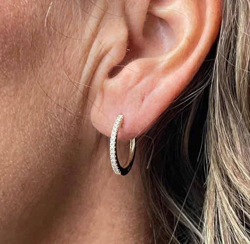 Blomster Jewellery - 14kt creoler med diamanter 17mm - blc17