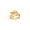 Blossom - Forgyldt ring med blad - 23619035-