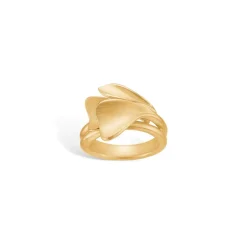 Blossom - Forgyldt ring med blad - 23619035-