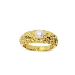 Blossom - Sey Pearl ring i sølv forgyldt med 5mm ferskvands perle - 23631667-31