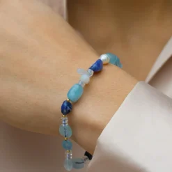 Blossom - Sten armbånd med sodalit og blonde agat - 39131058-19