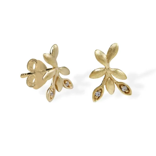 Blossom Copenhagen - Forrest 9 kt guld ørestikker med blomster og sten - 09921692