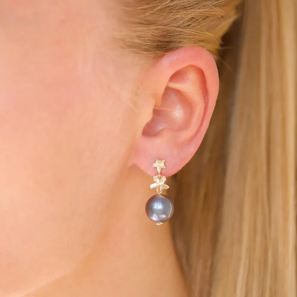 Blossom Copenhagen - Forrest guld øreringe med sort perle - 09981693-31