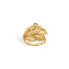 Blossom Copenhagen - Guldbelagt blad ring med safir - 23639036-16