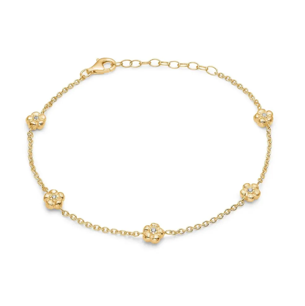 Blossom Copenhagen - Guldbelagt sølv armbånd med blomster - 23121221-20