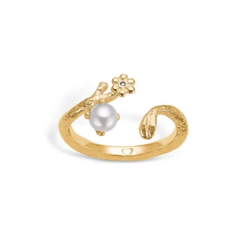 23632092 Blossom forgyldt ring med perle
