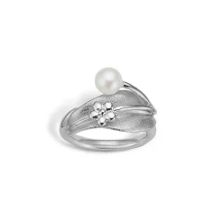 Blossom sølv ring med ferskvandsperle - 21631472