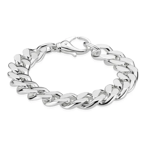 BNH - Panser facet sølv / forgyldt armbånd med karabin lås