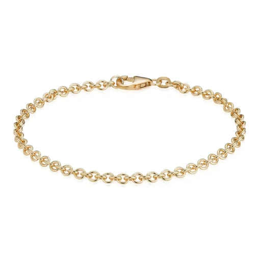 BNH - Rund anker guld / hvidguld armbånd med karabin lås