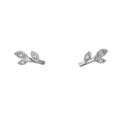 byBiehl - Jungle Ivy Leaf sparkle øreringe i sølv - 4-3110a-r