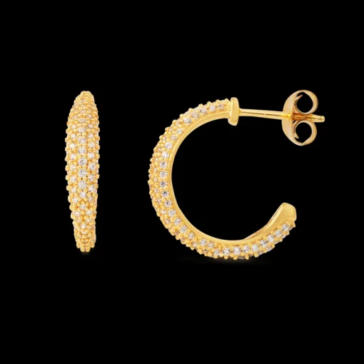 byBiehl - Ocean flow sparkle hoops i guldbelagt sølv, medium - 4-4206a-gp