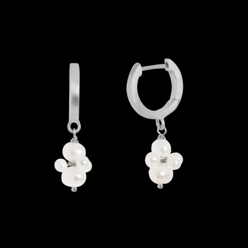 byBiehl - Pearl cluster øre hoops i sølv - 4-1510wp-r