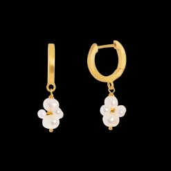 byBiehl - Pearl cluster øre hoops i guldbelagt sølv - 4-1510wp-gp