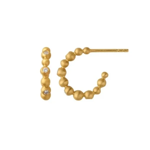 byBiehl - Pebbles hoops i guldbelagt sølv med zirkonia - 4-3805A-GP