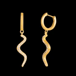 byBiehl - Wave sparkle hoop i 14kt guldbelagt sølv - 4-028a-gp
