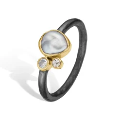 Bybirdie - Cecilie Keshi ring med perle og diamanter - 50110319