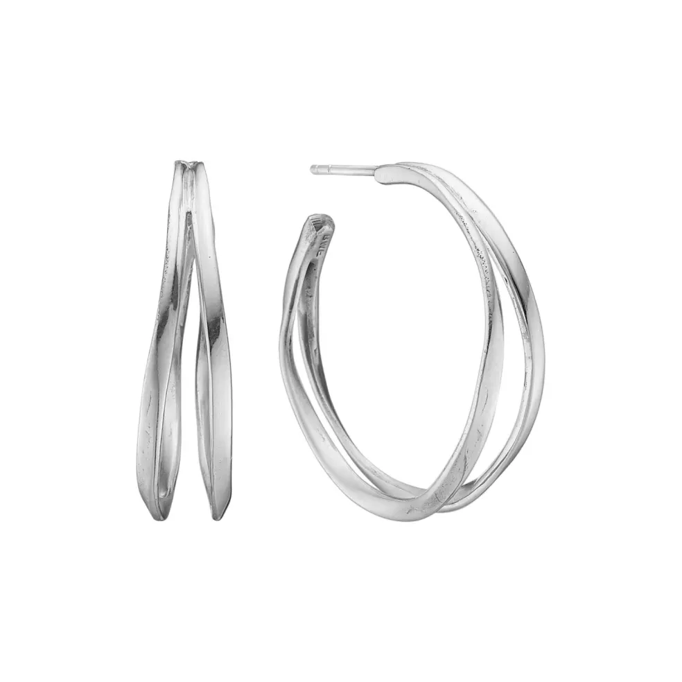 Bybirdie - Lotus creoler af 2 sølv tråde - 50811520