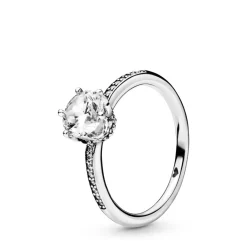 198289cz-Crown ring i sølv med hvid sten