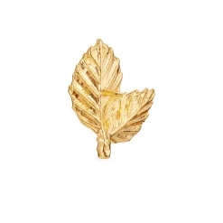 Flora Danica - Bøgeblad pin broche i guldbelagt sølv - bl-pi-g