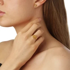 Flora Danica - Dild ring i 22kt guldbelagt sølv - df-ri-g