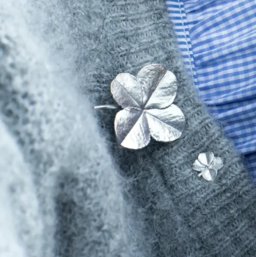 Flora Danica - Firkløver broche i sterling sølv - flc-bro-s