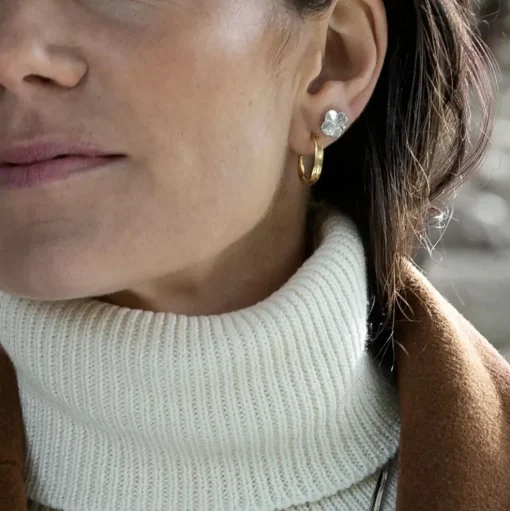 Flora Danica - Firkløver ørestikker i sølv - flc-stpc-s
