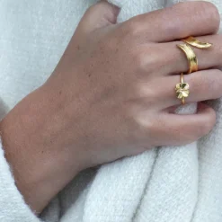 Flora Danica - Firkløver ring i 22kt guldbelagt sølv - flc-ri-g