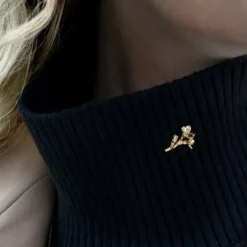 Flora Danica - Forglemmigej pin broche i guldbelagt sølv - fmn-pi-g