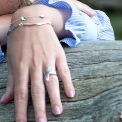 Flora Danica - Forglemmigej armbånd i sterling sølv - fmn-br-s