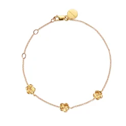 Flora Danica - Forglemmigej armbånd i 22 karat guldbelagt sølv - fmn-br-g
