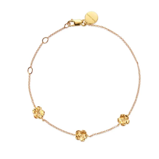Flora Danica - Forglemmigej armbånd i 22 karat guldbelagt sølv - fmn-br-g
