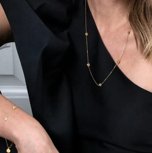 Flora Danica - Forglemmigej armbånd i 22 karat guldbelagt sølv - fmn-br-g