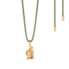 Flora Danica - Rose med oliven grøn halskæde, 0,02ct diamant - ros-silkne-g