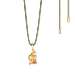 Flora Danica - Rose med oliven grøn halskæde, 0,02ct diamant - ros-silkne-g