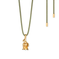 Flora Danica - Rose med oliven grøn halskæde, 0,02ct diamant - ros-silkne-g
