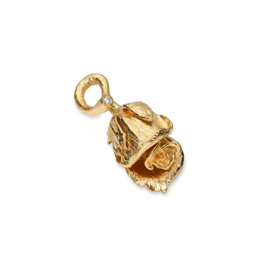 Flora Danica - Rose med oliven grøn halskæde, 0,02ct diamant - ros-silkne-g