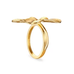 Flora Danica - Statement firkløver ring, 22kt forgyldt sølv - flc-stri-g
