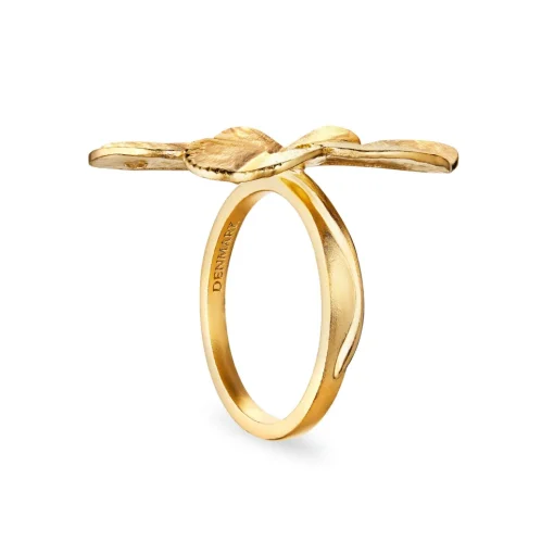 Flora Danica - Statement firkløver ring, 22kt forgyldt sølv - flc-stri-g