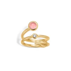 Forgyldt ring med rosakvarts fra Blossom-23631523-56
