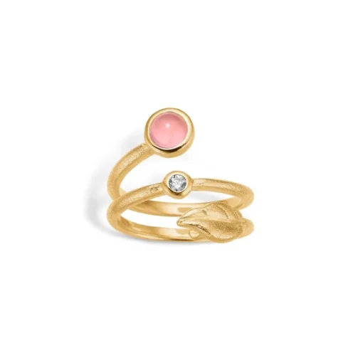 Forgyldt ring med rosakvarts fra Blossom-23631523-56