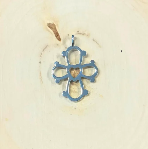 Klaus Gønget - Dagmarkors i sølv med hjerte, 25x21mm - 2521925s