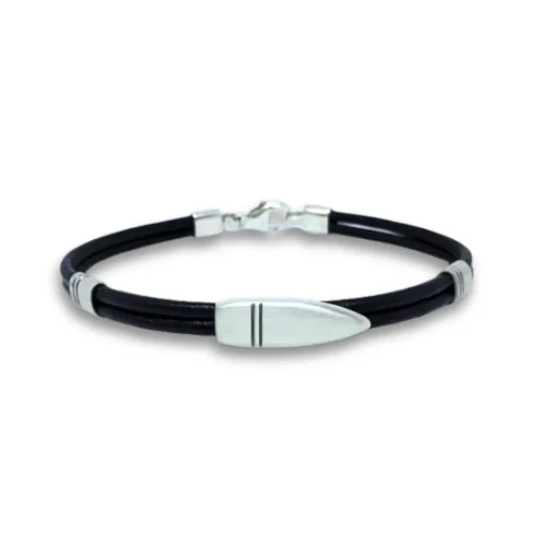 Lind Design - Sølv Bullet læder armbånd