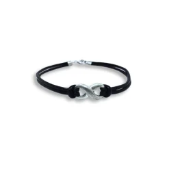 Lind Design - Uendeligheds læder armbånd i sølv, lille