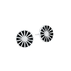 Lund Copenhagen - Sølv marguerit ørestikker med sort emalje 11mm - 909011-4-s